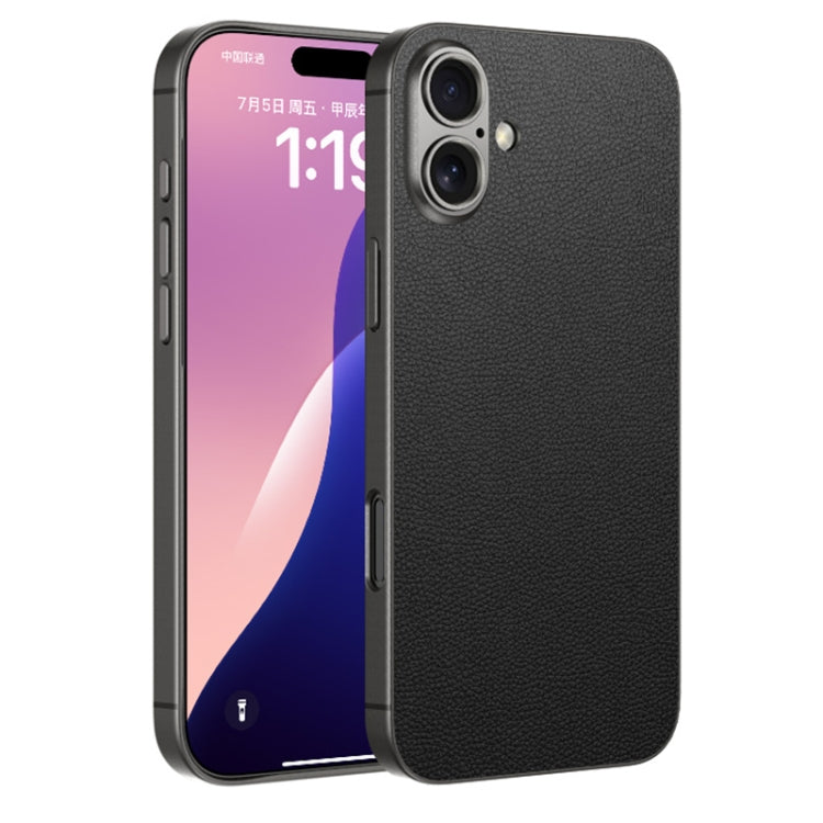 For iPhone 16 Plus GKK Metal Paint Skin Feel Leather Full Coverage Phone Case(Black) - iPhone 16 Plus Cases by GKK | Online Shopping UK | buy2fix