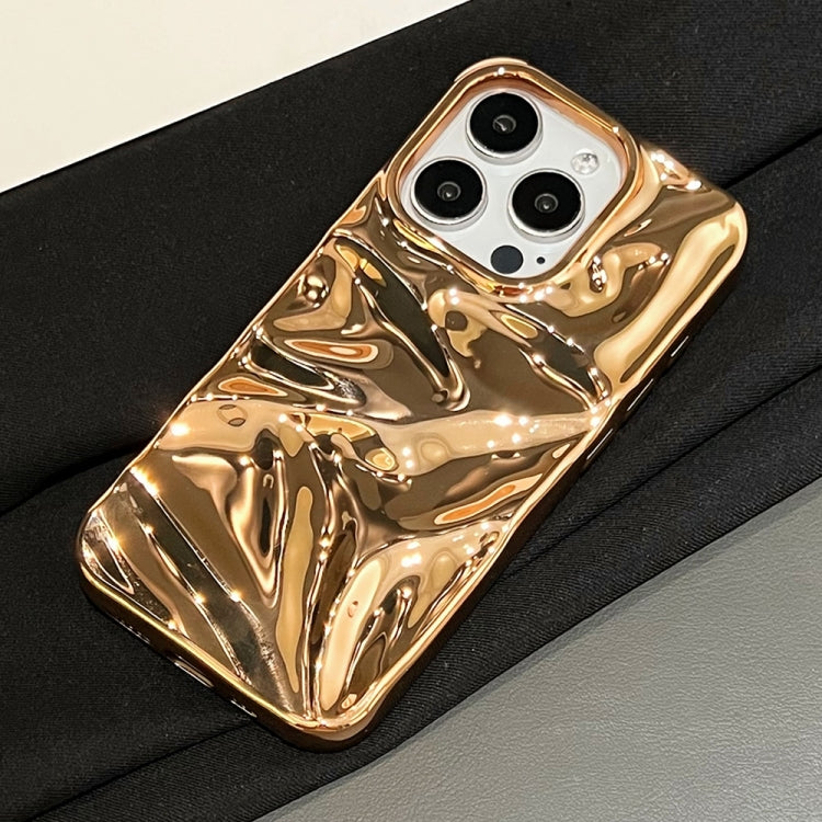 For iPhone 16 Plus Water Ripple Electroplating Paint TPU Phone Case(Bright Gold) - iPhone 16 Plus Cases by buy2fix | Online Shopping UK | buy2fix