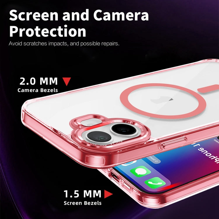 For iPhone 16 Ice Color Magnetic Series Magsafe Magnetic PC Hybrid TPU Phone Case(Pink) - iPhone 16 Cases by buy2fix | Online Shopping UK | buy2fix