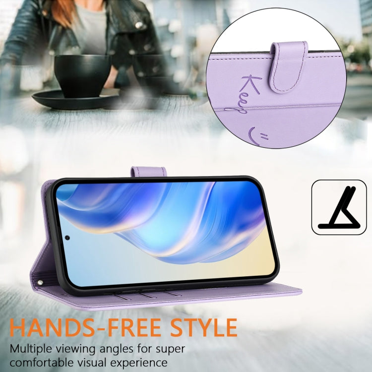 For Redmi K70 Ultra 5G Global Smile Embossing RFID Leather Phone Case(Light Purple) - Xiaomi Cases by buy2fix | Online Shopping UK | buy2fix