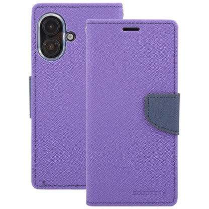 For iPhone 16 GOOSPERY FANCY DIARY Cross Texture Leather Phone Case(Purple) - iPhone 16 Cases by GOOSPERY | Online Shopping UK | buy2fix