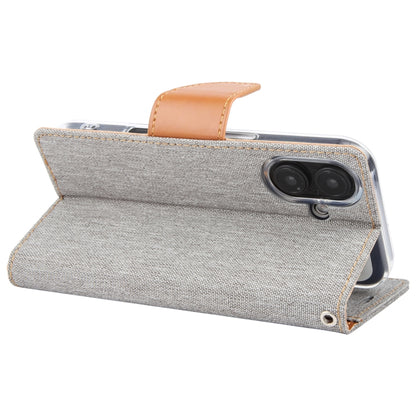 For iPhone 16 GOOSPERY CANVAS DIARY Fabric Texture Flip Leather Phone Case(Grey) - iPhone 16 Cases by GOOSPERY | Online Shopping UK | buy2fix