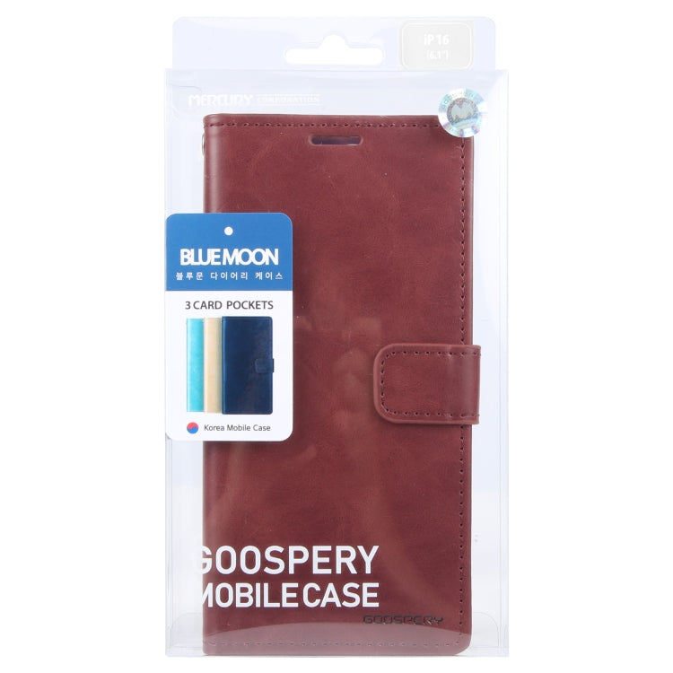 For iPhone 16 GOOSPERY BLUE MOON Crazy Horse Texture Leather Phone Case(Wine Red) - iPhone 16 Cases by GOOSPERY | Online Shopping UK | buy2fix