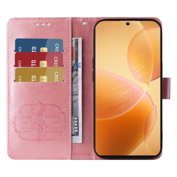 For Redmi K70 / K70 Pro Embossed Butterfly Flowers Leather Phone Case(Rose Gold) - K70 Cases by buy2fix | Online Shopping UK | buy2fix