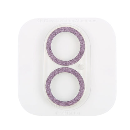 For iPhone 16 / 16 Plus Glitter Ring Tempered Glass Camera Lens Film(Purple) - iPhone 16 Plus Tempered Glass by buy2fix | Online Shopping UK | buy2fix