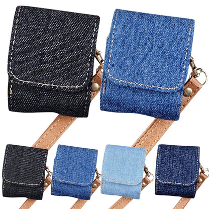 For AirPods 1 / 2 Cowboy Fabric Texture PU Headset Protective Bag(Dark Blue) - For AirPods 1/2 by buy2fix | Online Shopping UK | buy2fix