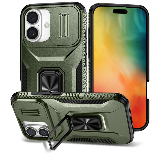 For iPhone 16 Plus Sliding Camshield Holder Phone Case(Alpine Green) - iPhone 16 Plus Cases by buy2fix | Online Shopping UK | buy2fix