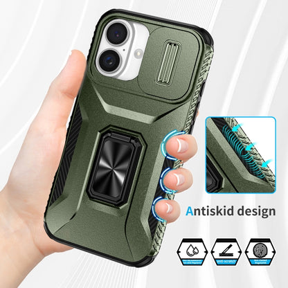 For iPhone 16 Plus Sliding Camshield Holder Phone Case(Alpine Green) - iPhone 16 Plus Cases by buy2fix | Online Shopping UK | buy2fix