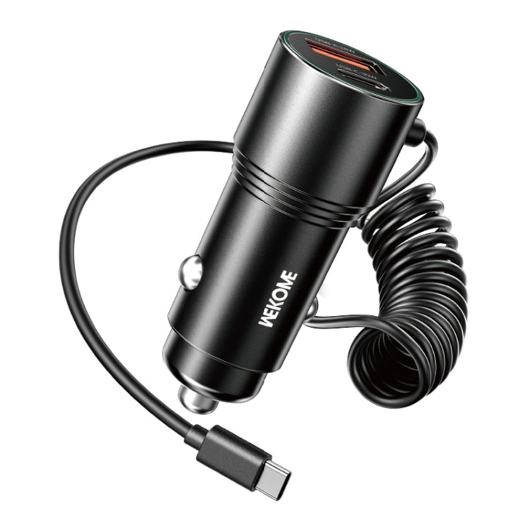 WEKOME WP-C51 Pop Digital Series 66W USB, USB-C / Type-C Car Charger with Charging Cable(Black) - Car Charger by WK | Online Shopping UK | buy2fix