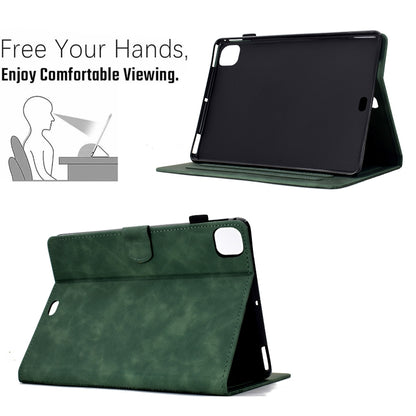 For iPad Air 11 2024 / Pro 11 2022 Cats Embossed Leather Smart Tablet Case(Green) - iPad Air 11 2024 Cases by buy2fix | Online Shopping UK | buy2fix