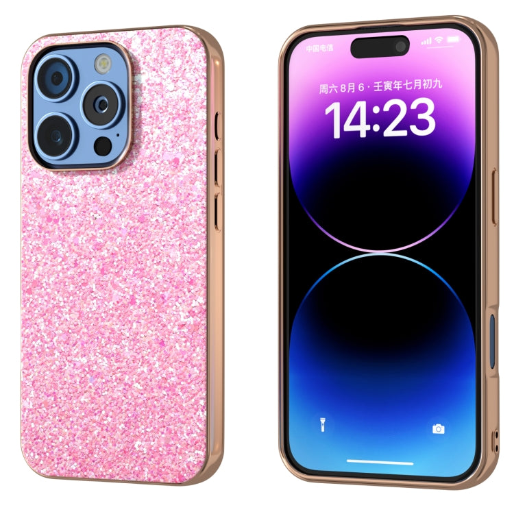 For iPhone 16 Pro Max Electroplating Frame Colorful Glitter Phone Case(Purple Pink) - iPhone 16 Pro Max Cases by buy2fix | Online Shopping UK | buy2fix