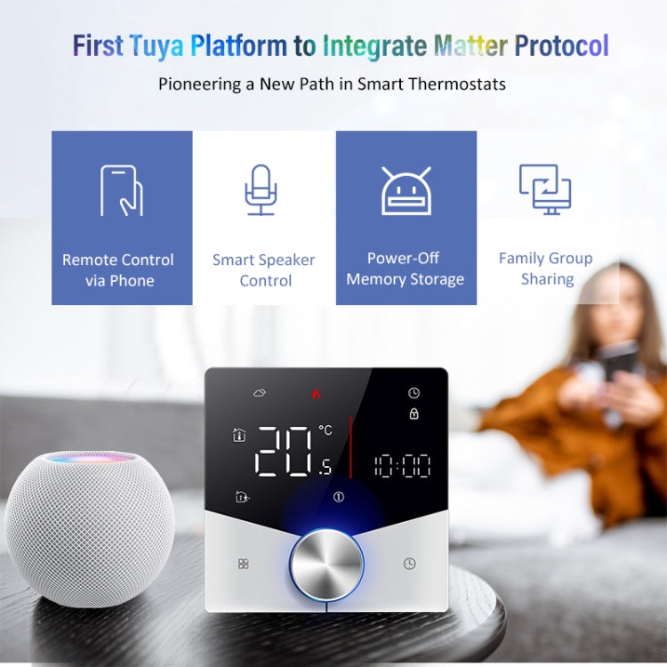 BHT-009GCLW-MT Boiler Heating WiFi Smart Home LED Thermostat with Matter(White) - Thermostat & Thermometer by buy2fix | Online Shopping UK | buy2fix