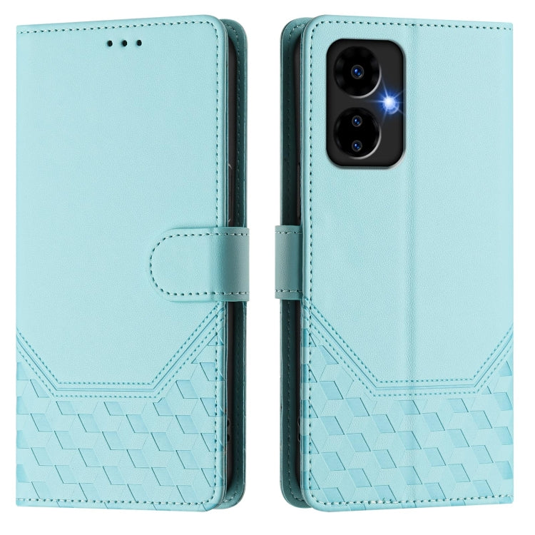 For Boost Mobile Celero 5G 2024 Honeycomb Embossing RFID Leather Phone Case(Mint Green) - More Brand by buy2fix | Online Shopping UK | buy2fix