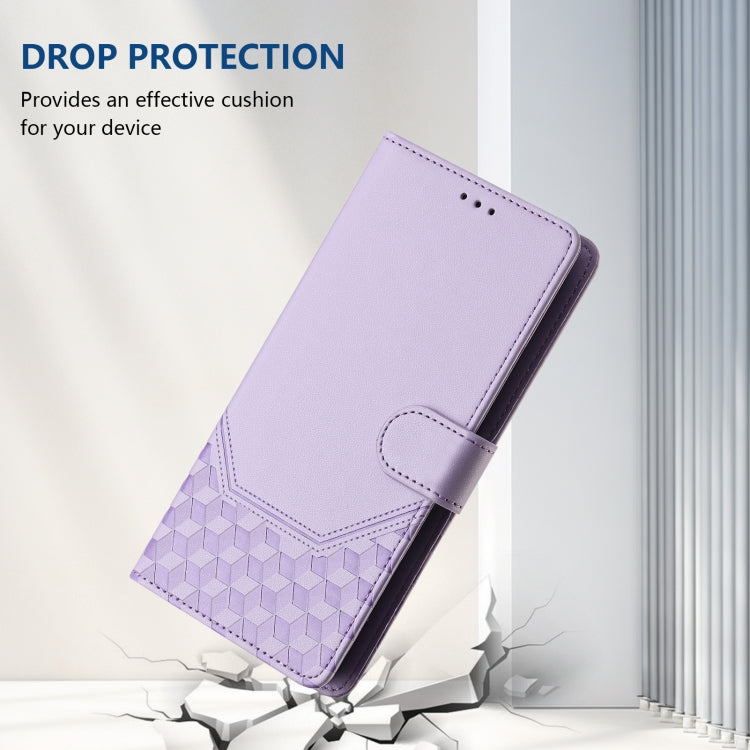 For Sony Xperia 5 VI 2024 Honeycomb Embossing RFID Leather Phone Case(Light Purple) - Sony Cases by buy2fix | Online Shopping UK | buy2fix