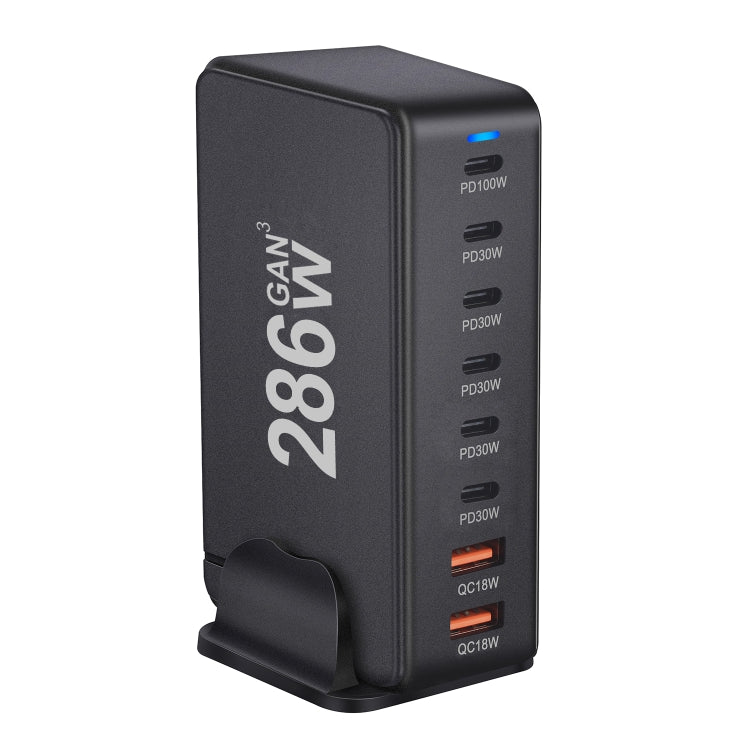 YMX-986 286W 6Type-C, 3USB 8-Ports Desktop Fast Charger, Plug Type:EU Plug(Black) - Multifunction Charger by buy2fix | Online Shopping UK | buy2fix