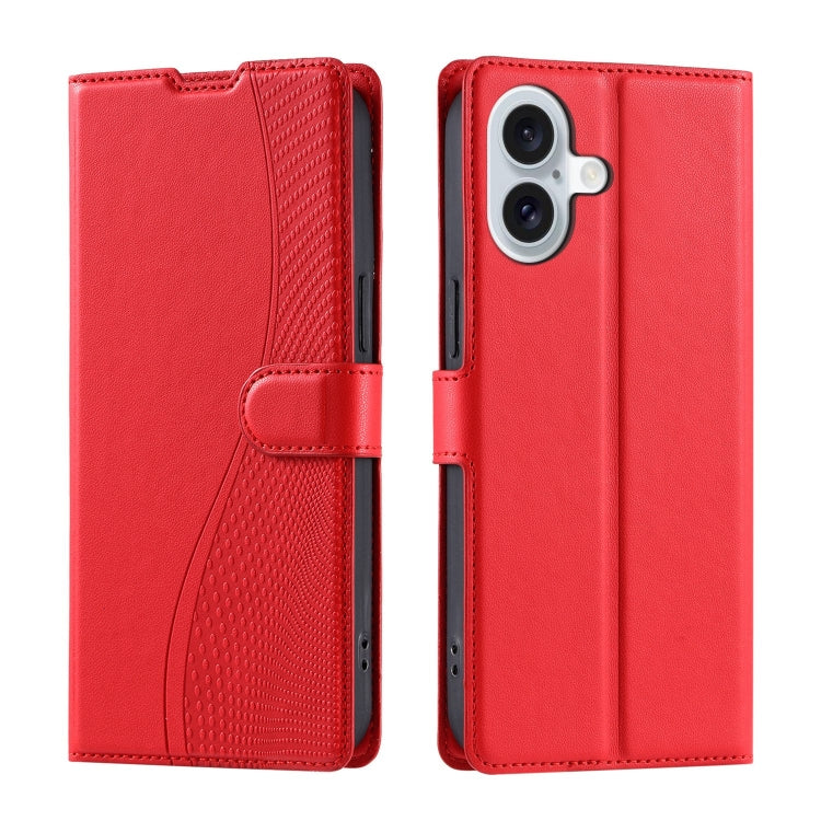 For iPhone 16 Plus Voltage Ultra-thin Dot Leather Phone Case(Red) - iPhone 16 Plus Cases by buy2fix | Online Shopping UK | buy2fix