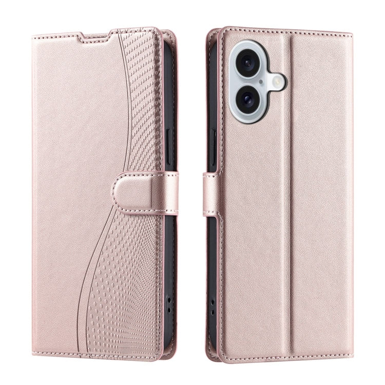 For iPhone 16 Voltage Ultra-thin Dot Leather Phone Case(Rose Gold) - iPhone 16 Cases by buy2fix | Online Shopping UK | buy2fix