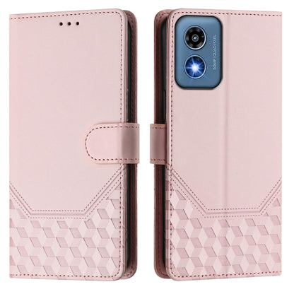 For Motorola Moto G Play 5G 2024 Oversea Honeycomb Embossing RFID Leather Phone Case(Pink) - Motorola Cases by buy2fix | Online Shopping UK | buy2fix