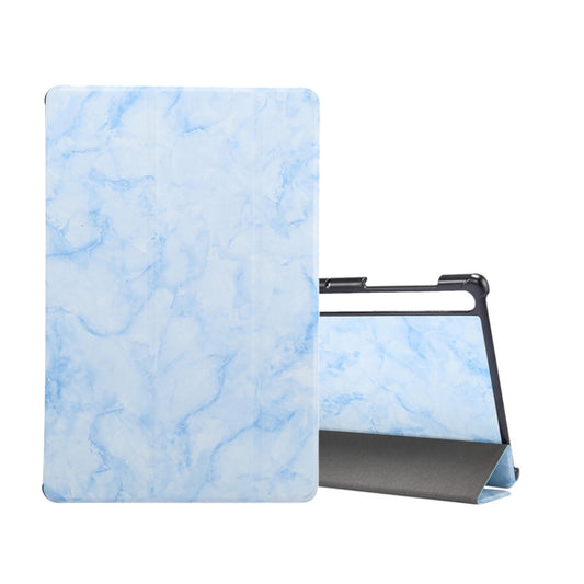 For Samsung Galaxy Tab S8 / Galaxy Tab S7 T870 Marble Texture Pattern Horizontal Flip Leather Case, with Three-folding Holder & Sleep / Wake-up(Blue) - Galaxy Tab S8 Cases by buy2fix | Online Shopping UK | buy2fix