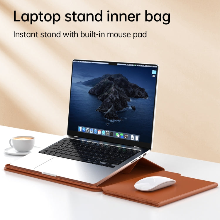 Multifunctional Laptop PU Magnetic Stand Split Liner Bag with Mouse Pad Function, Size:15 inch(Rose Gold) - 15 inch by buy2fix | Online Shopping UK | buy2fix