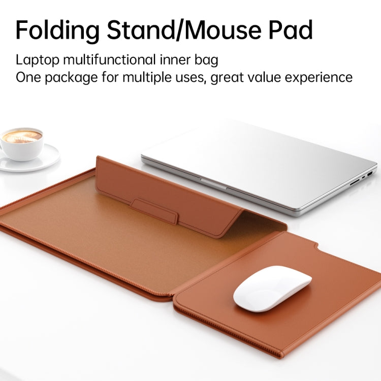 Multifunctional Laptop PU Magnetic Stand Split Liner Bag with Mouse Pad Function, Size:13-14 inch(Dark Blue) - 13.3 inch by buy2fix | Online Shopping UK | buy2fix