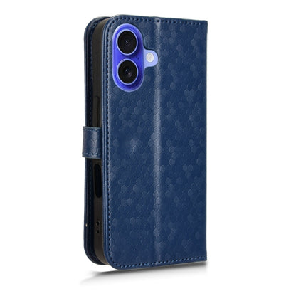 For iPhone 16 Plus Honeycomb Dot Texture Leather Phone Case(Blue) - iPhone 16 Plus Cases by buy2fix | Online Shopping UK | buy2fix