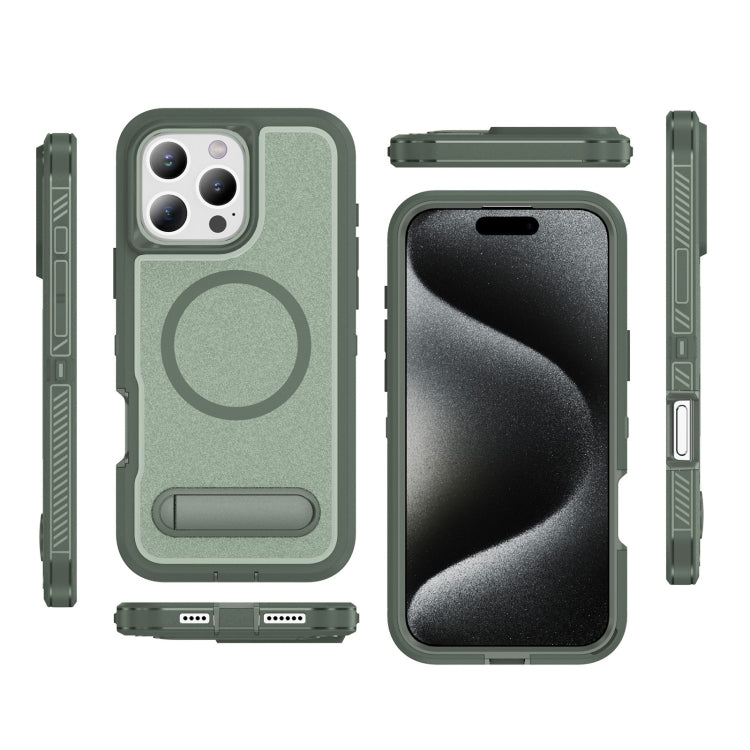 For iPhone 16 Pro Max Guard MagSafe Holder Matte PC Hybrid TPU Phone Case(Green) - iPhone 16 Pro Max Cases by buy2fix | Online Shopping UK | buy2fix