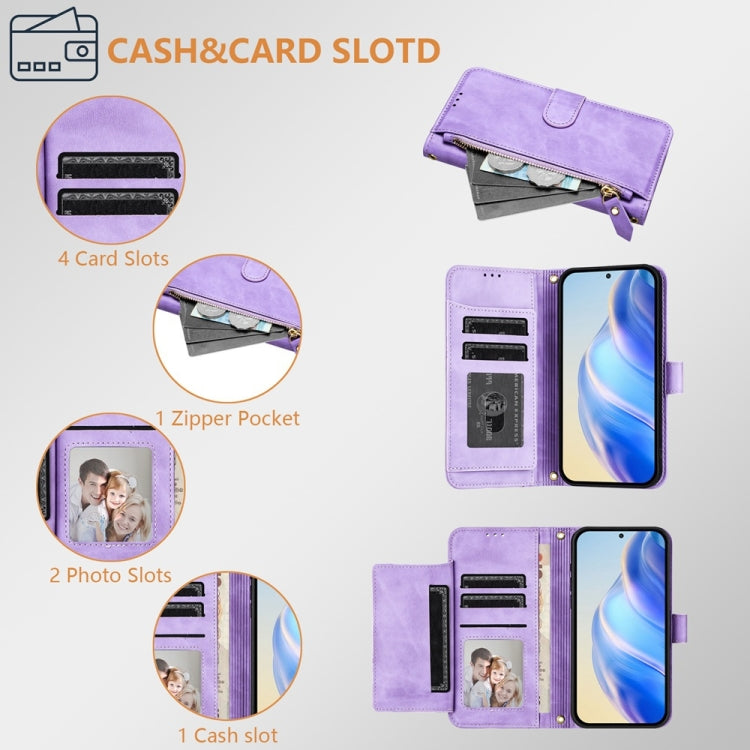 For iPhone 16 Pro Max Multi-Card Slots Zipper Wallet Leather Phone Case(Purple) - iPhone 16 Pro Max Cases by buy2fix | Online Shopping UK | buy2fix