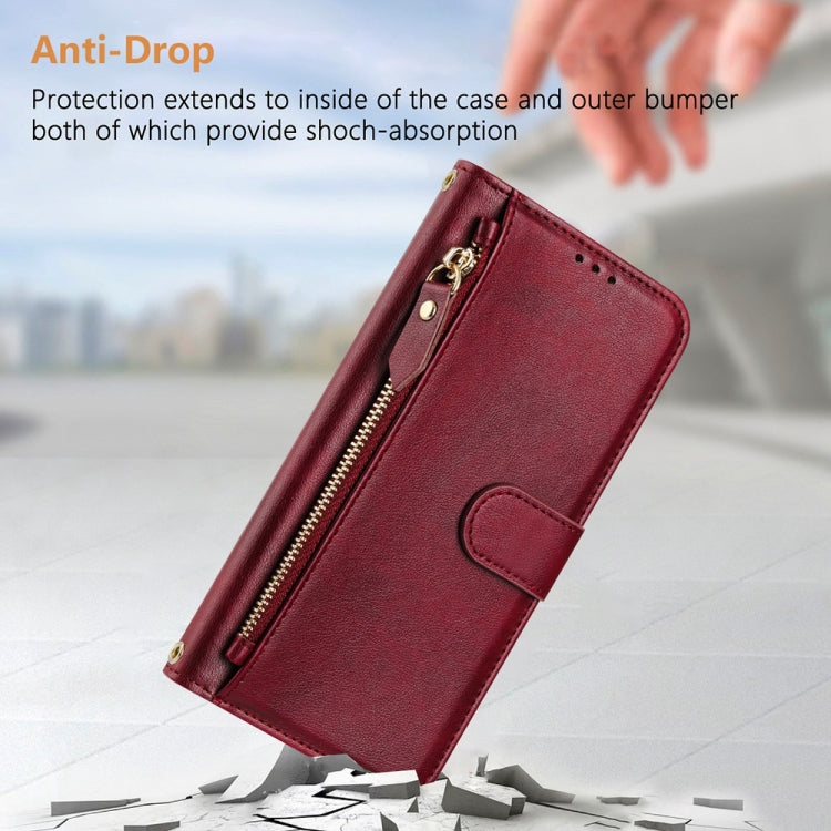 For iPhone SE 2024 Multi-Card Slots Zipper Wallet Leather Phone Case(Dark Red) - More iPhone Cases by buy2fix | Online Shopping UK | buy2fix