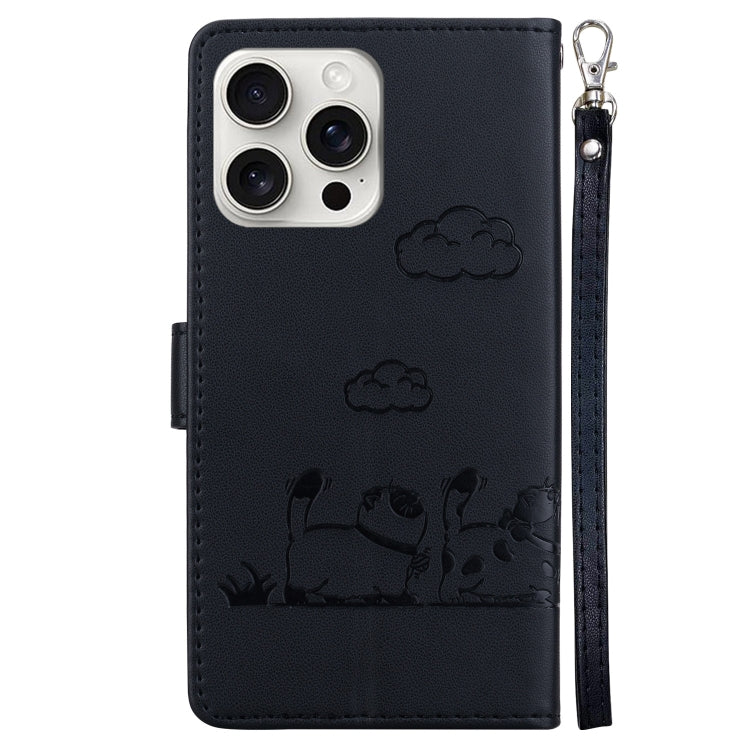 For iPhone 16 Pro Max Cute Cats RFID Leather Phone Case(Black) - iPhone 16 Pro Max Cases by buy2fix | Online Shopping UK | buy2fix