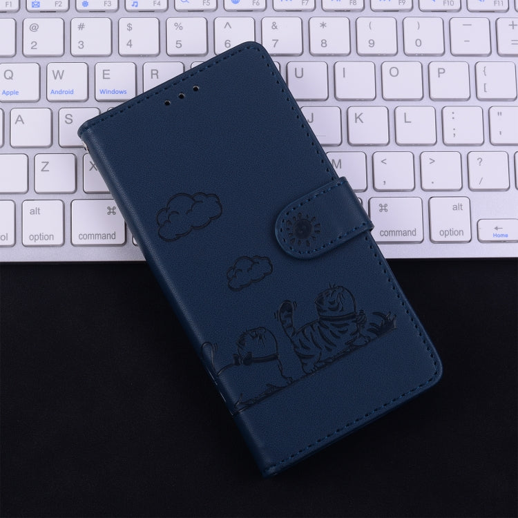 For iPhone SE 2024 Cute Cats RFID Leather Phone Case(Blue) - More iPhone Cases by buy2fix | Online Shopping UK | buy2fix