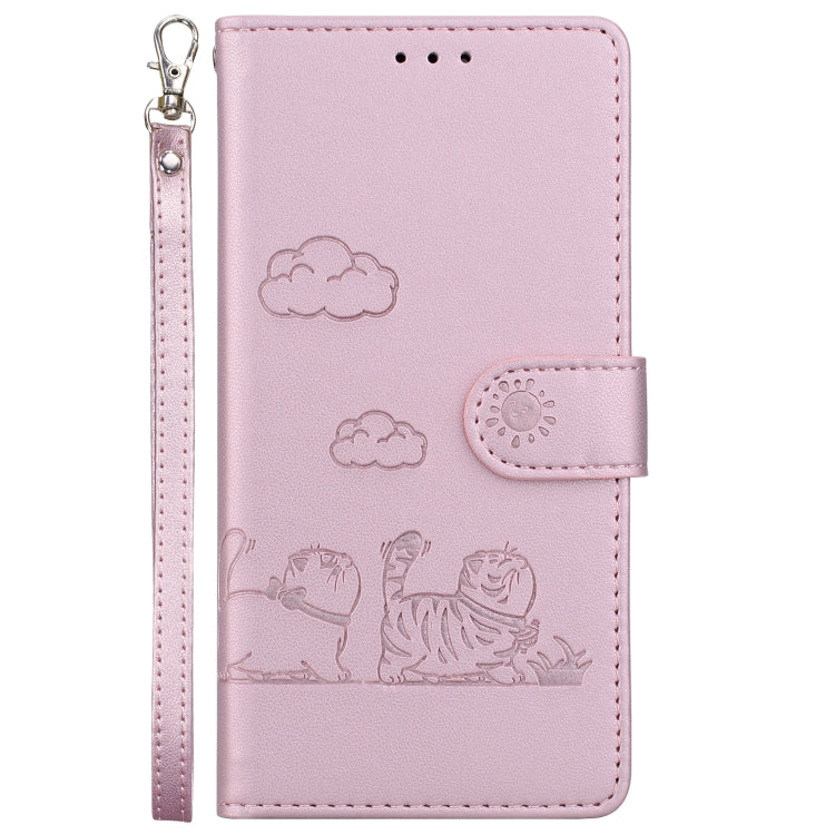 For Redmi K70 / K70 Pro Cute Cats RFID Leather Phone Case(Rose Gold) - K70 Cases by buy2fix | Online Shopping UK | buy2fix