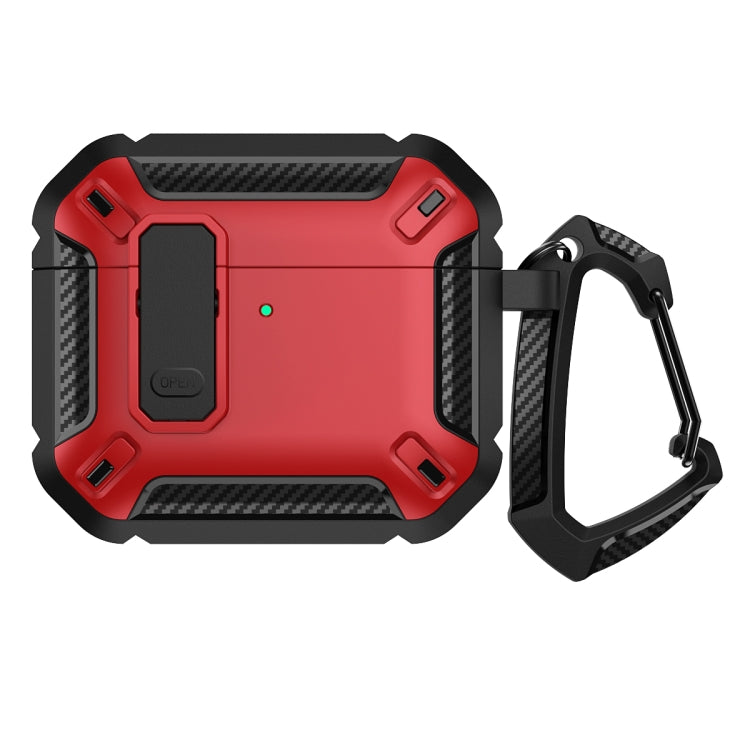 For AirPods 4 Shield Shockproof Earphone Protective Case with Hook(Black Red) - For AirPods 4 by buy2fix | Online Shopping UK | buy2fix