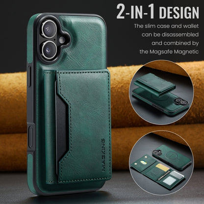 For iPhone 16 Plus DG.MING MAGKING-K2 Series MagSafe RFID Card Bag Detachable Phone Case(Green) - iPhone 16 Plus Cases by DG.MING | Online Shopping UK | buy2fix