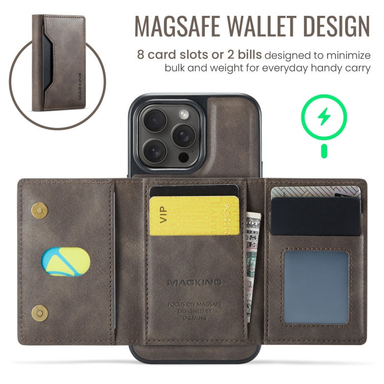 For iPhone 13 Pro Max DG.MING MAGKING-K2 Series MagSafe RFID Card Bag Detachable Phone Case(Coffee) - iPhone 13 Pro Max Cases by DG.MING | Online Shopping UK | buy2fix