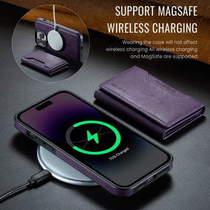 For iPhone 14 Pro Max DG.MING MAGKING-K2 Series MagSafe RFID Card Bag Detachable Phone Case(Purple) - iPhone 14 Pro Max Cases by DG.MING | Online Shopping UK | buy2fix