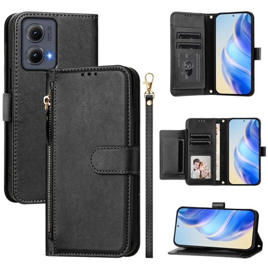 For Motorola Edge 5G 2024 Multi-Card Slots Zipper Wallet Leather Phone Case(Black) - Motorola Cases by buy2fix | Online Shopping UK | buy2fix