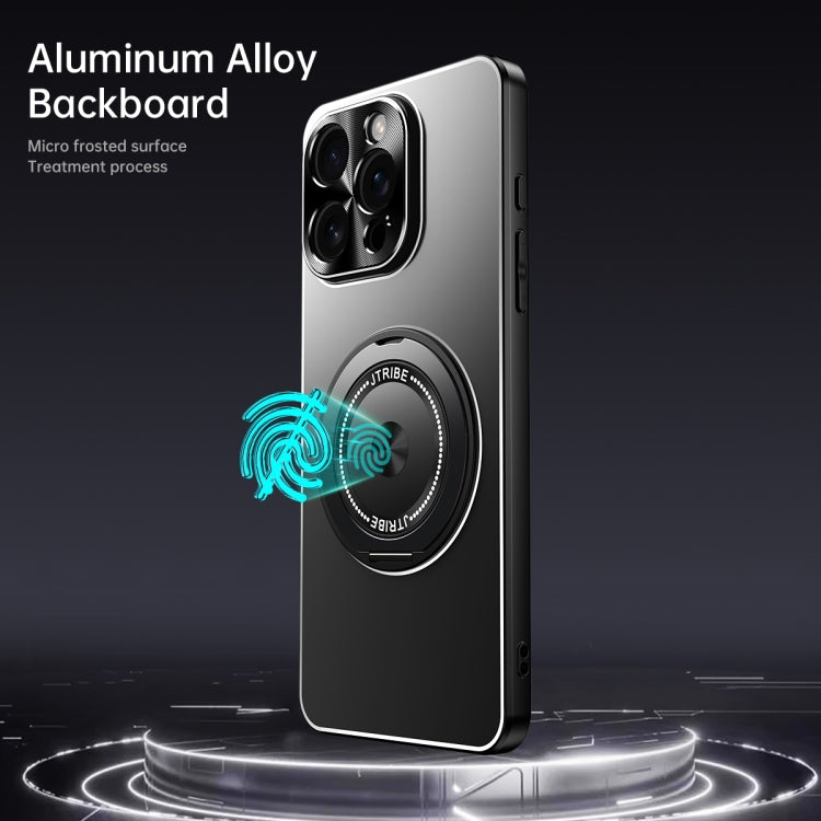 For iPhone 16 Plus Rotating Holder Frosted Metal Phone Case(Titanium) - iPhone 16 Plus Cases by buy2fix | Online Shopping UK | buy2fix