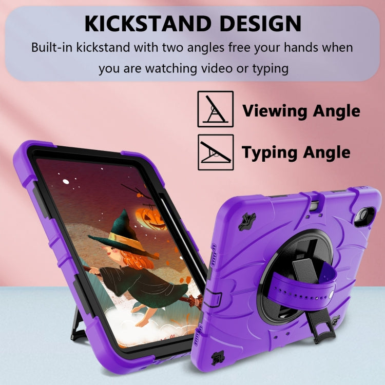 For iPad 10th Gen 10.9 2022 Bat Hand Grip Turntable Stand Tablet Case(Purple Black) - iPad 10th Gen 10.9 Cases by buy2fix | Online Shopping UK | buy2fix