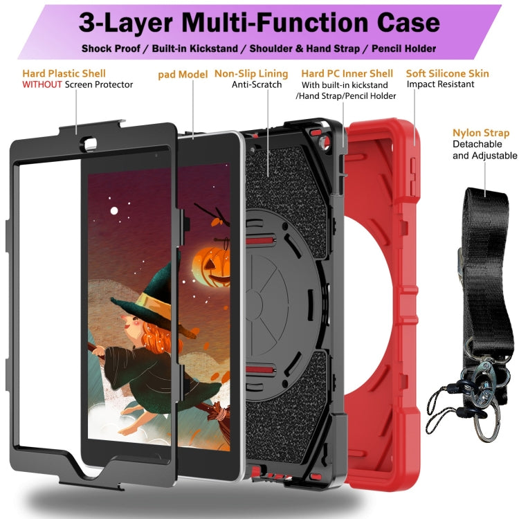 For iPad 9.7 2018 / 2017 / Air 2 Bat Hand Grip Turntable Stand Tablet Case(Red Black) - iPad 9.7 (2018) & (2017) Cases by buy2fix | Online Shopping UK | buy2fix