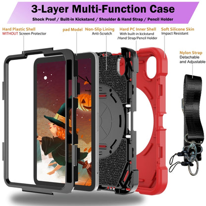 For iPad mini 6 Bat Hand Grip Turntable Stand Tablet Case(Red Black) - iPad mini 6 Cases by buy2fix | Online Shopping UK | buy2fix