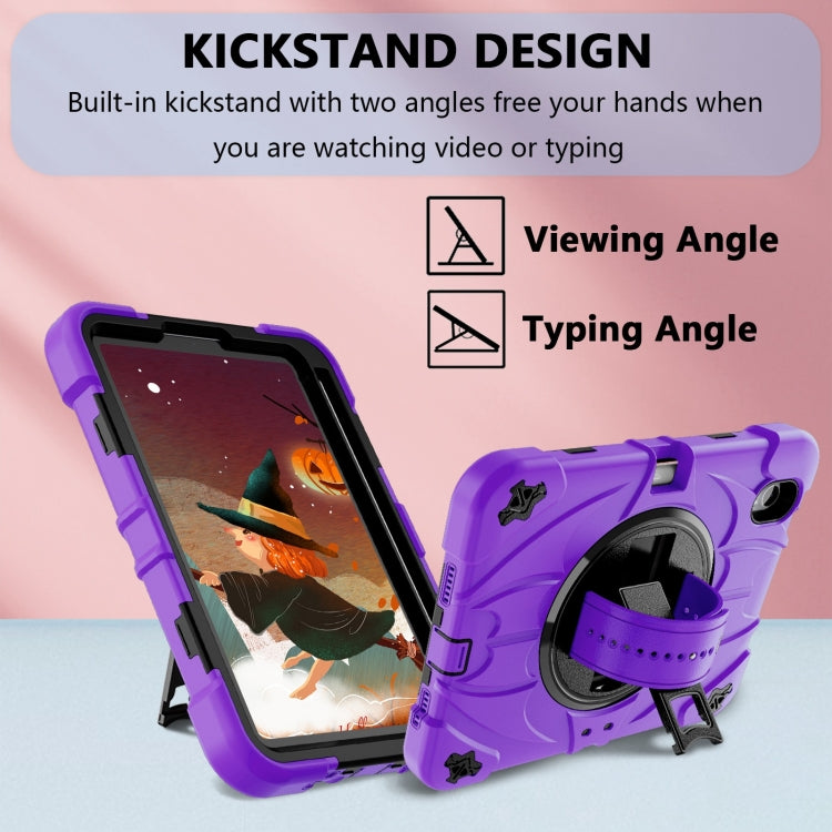 For iPad mini 6 Bat Hand Grip Turntable Stand Tablet Case(Purple Black) - iPad mini 6 Cases by buy2fix | Online Shopping UK | buy2fix