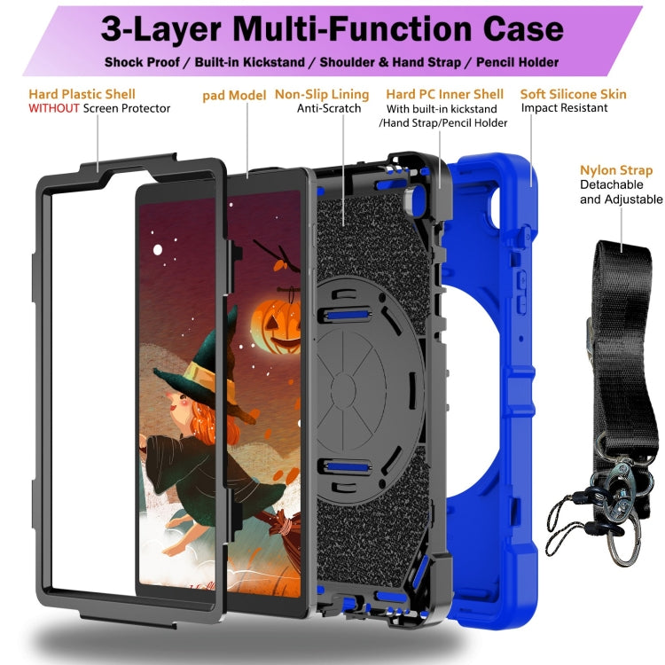 For Samsung Galaxy Tab A7 Lite Bat Hand Grip Turntable Stand Tablet Case(Blue Black) - Tab A7 Lite T220 / T225 by buy2fix | Online Shopping UK | buy2fix