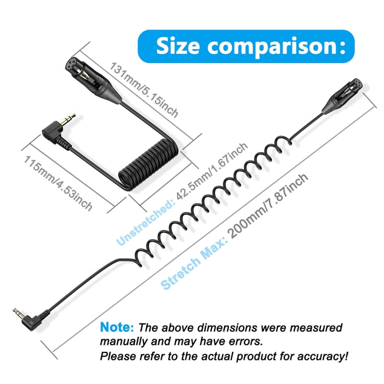 3.5mm to XLR Male Gold Plated Connector Copper Core Right Angle Coiled Audio Cable, Length: 0.5m - Microphone Audio Cable & Connector by buy2fix | Online Shopping UK | buy2fix