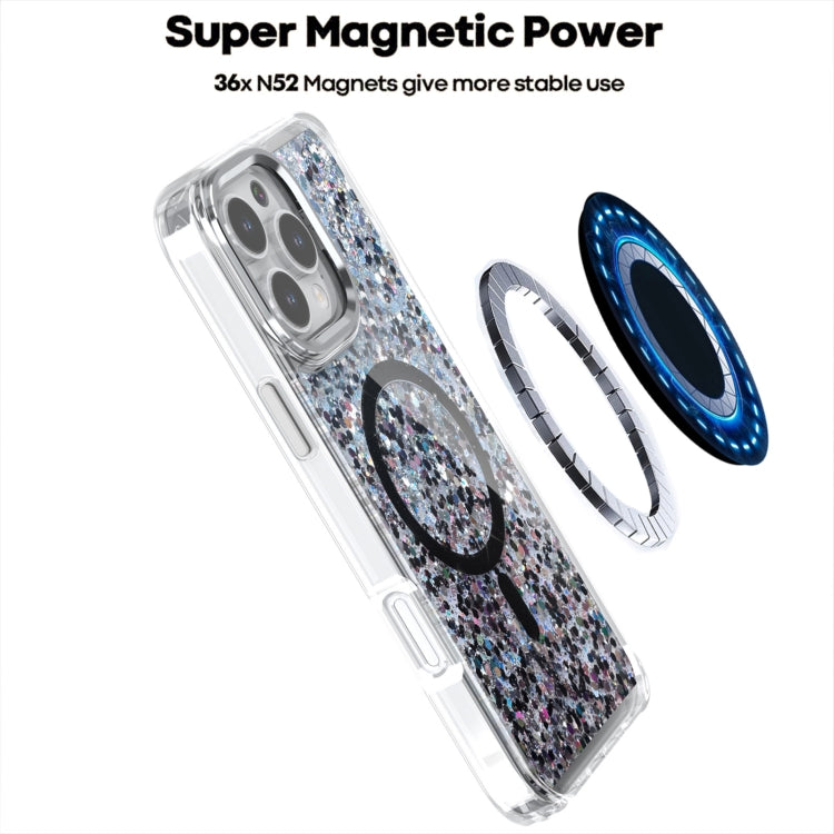 For iPhone 16 Pro Epoxy Glitter MagSafe Magnetic TPU Phone Case(Blue) - iPhone 16 Pro Cases by buy2fix | Online Shopping UK | buy2fix