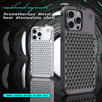 For iPhone 16 R-JUST RJ58 Aromatherapy Metal Cooling Phone Case(Black) - iPhone 16 Cases by R-JUST | Online Shopping UK | buy2fix