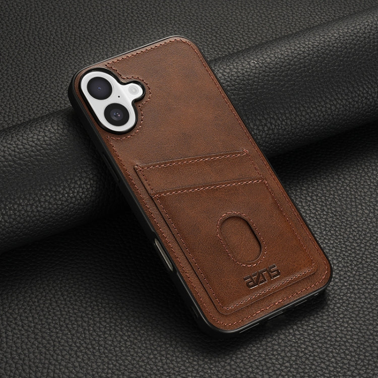 For iPhone 16 Plus AZNS K1 Series Card Slot Business Phone Case(Brown) - iPhone 16 Plus Cases by AZNS | Online Shopping UK | buy2fix