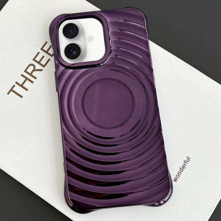 For iPhone 16 Electroplating Wave MagSafe Phone Case(Purple) - iPhone 16 Cases by buy2fix | Online Shopping UK | buy2fix