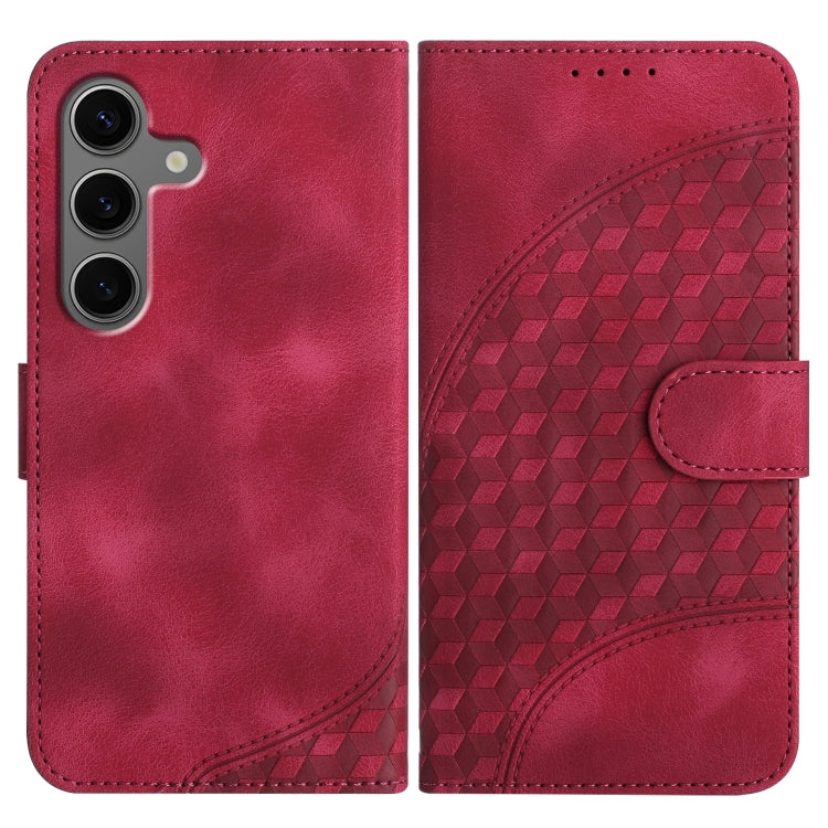 For Samsung Galaxy S25+ 5G YX0060 Elephant Head Embossed Phone Leather Case with Lanyard(Rose Red) - Galaxy S25+ 5G Cases by buy2fix | Online Shopping UK | buy2fix