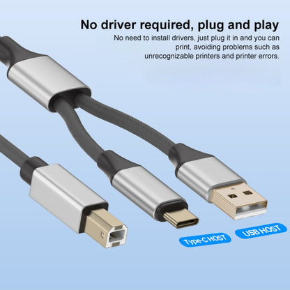 2 in 1 Type-C and USB-A to USB-B MIDI Instruments Printer Cable, Length: 1m, Length:1m(Black White) - Multifunctional Cable by buy2fix | Online Shopping UK | buy2fix